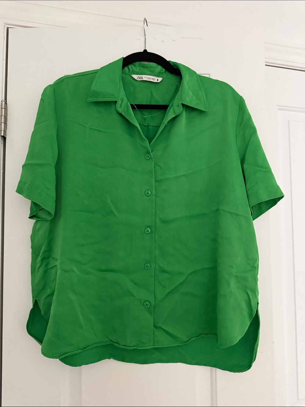 Zara Vibrant Green Button-Up Shirt